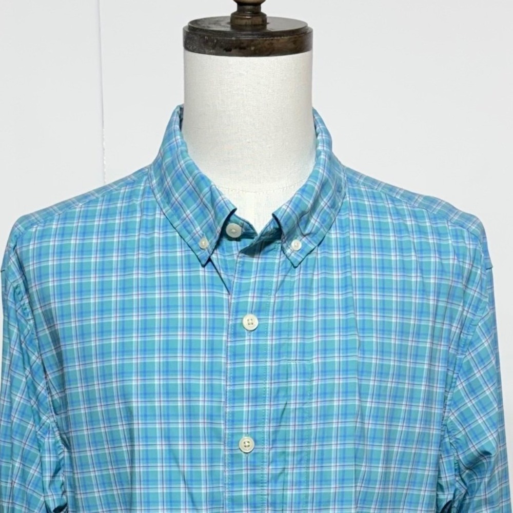 Duluth Shirt Mens XL Blue Plaid Untucked Armachillo Stretch‎ Goals Standard Fit